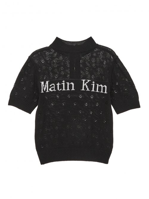 MUSINSA | MATIN KIM CROCHET HALF ZIP UP KNIT TOP IN BLACK