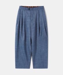 Two-tuck wide banding slacks P14 Denim Texture Indigo