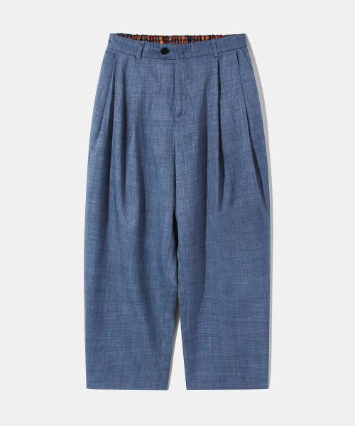 Two-tuck широкий banding slacks P14 деним Texture Indigo