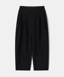 Two-tuck wide banding slacks P14 Black