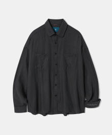 Silky Stripe Overfit Shirt S127 Crow Black