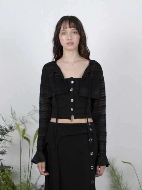RUFFLE SLEEVE BOLERO кардиган - чёрный
