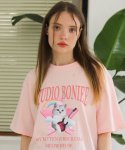보늬(BONIEE) 고양이 락스타(CAT KITTEN ROCKSTAR) 그래픽 루즈 오버 티셔츠 핑크