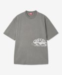 디젤(DIESEL) 남성 T 워시 반소매 티셔츠 - 그레이 / A110710DNAW9BX