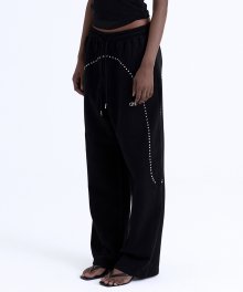 Stud Line Jogger Pants - Black