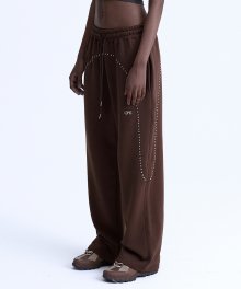 Stud Line Jogger Pants - Brown