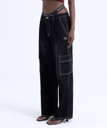 Half Moon Cargo Denim Pants