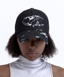 Denim Half Moon Logo Ball Cap - Black