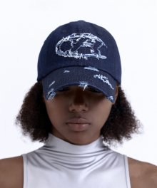 Denim Half Moon Logo Ball Cap - Blue