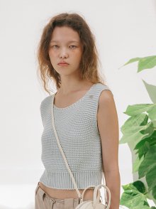 square knit sleeveless - mint