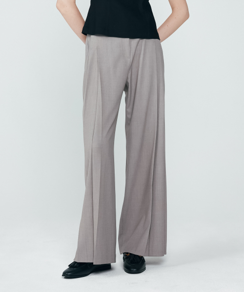 Широкие слаксы на резинке со складками (Grey)