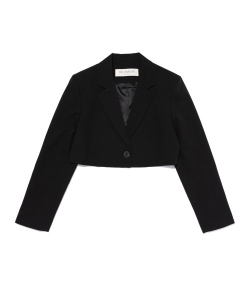 Укороченный однобортный жакет с острыми лацканами (Black)