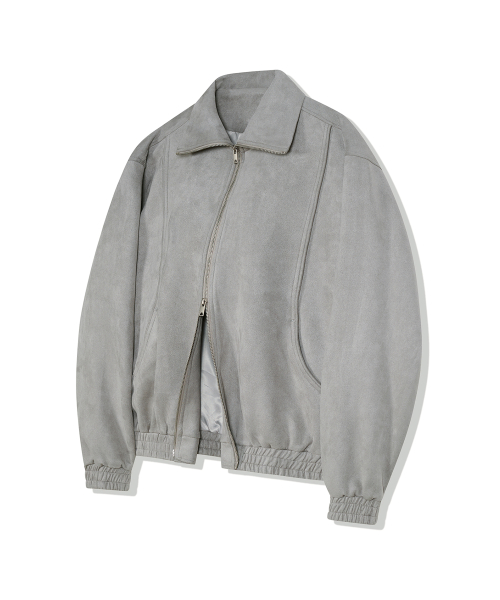 Замшевый бомбер 86-IRO253 Curved Grey