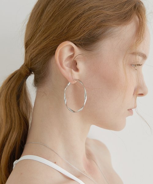 할렌 over wave ring earrings (E014_silver)