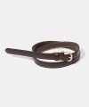 (W) gold bell buckle cowhide leather belt (T006_brown)