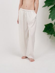 natural linen stripe pants - cream