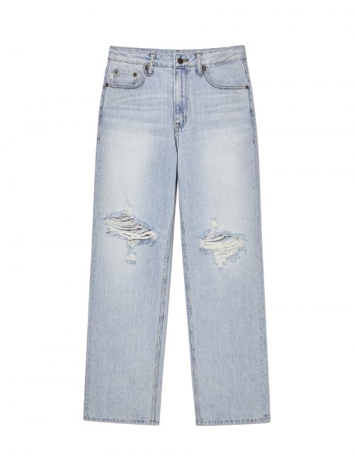 ★GLOWNY★ 95 DESTROYED STRAIGHT FIT JEANS (LIGHT BLUE) 글로니(GLOWNY) 95 DESTROYED STRAIGHT FIT JEANS (LIGHT BLUE