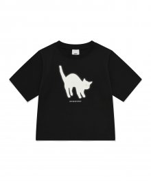그리디 캣 레귤러핏 반팔 티셔츠 (블랙)