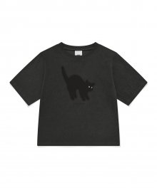 그리디 캣 레귤러핏 반팔 티셔츠 (차콜)