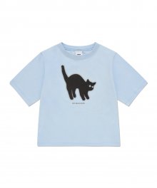 그리디 캣 레귤러핏 반팔 티셔츠 (스카이 블루)