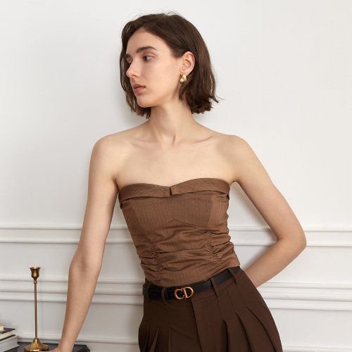 YY_Front heart tube top_BROWN
