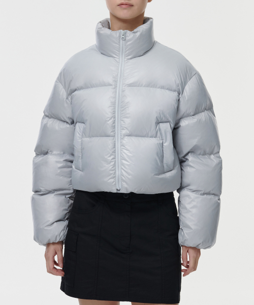 Women's Glossy Down короткий пуховик [Light Grey]