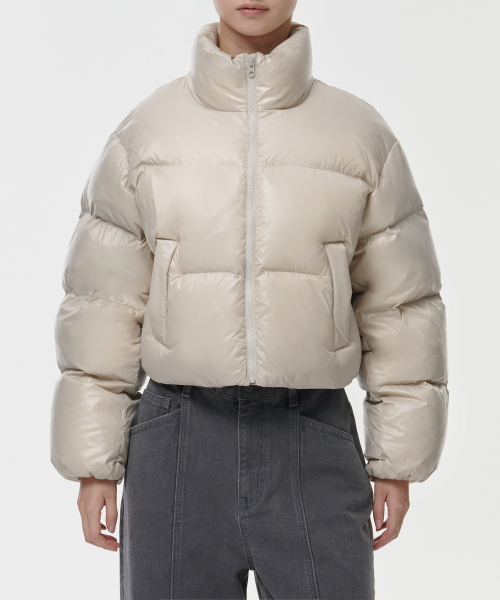Женский глянцевый пуховик [Beige]