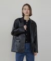 Loose leather jacket (black)