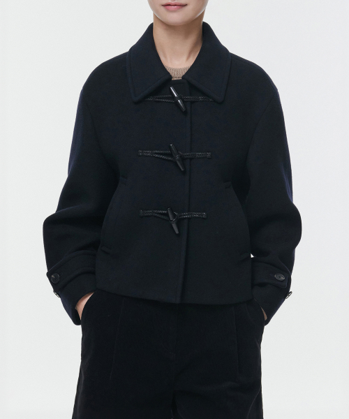 Женское короткое дафлкот из шерсти [Navy]