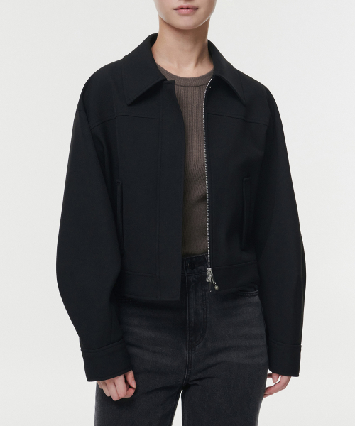 Женская укороченная куртка из твила [Black]
