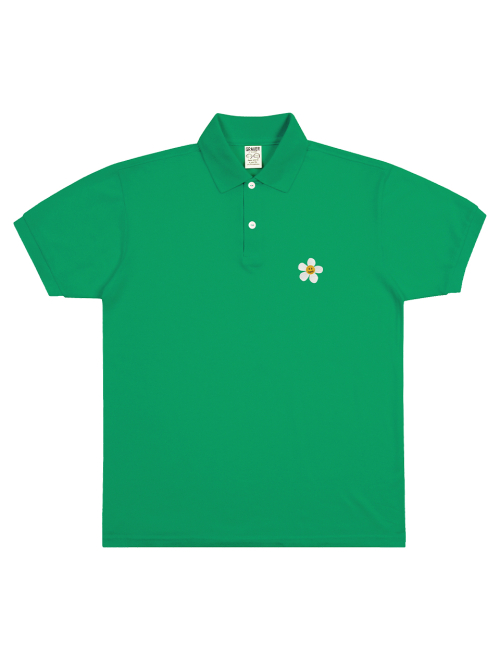 [UNISEX] Поло с вышивкой цветов_Green