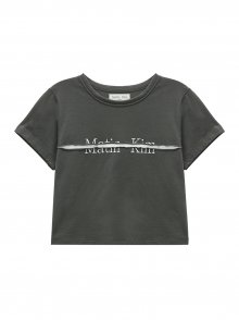 CUTTED LOGO CROP TOP IN CHARCOAL