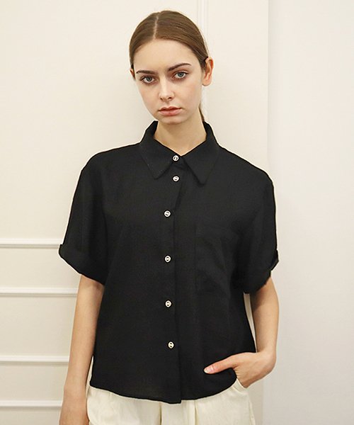 린넨 50 블랙 카라 셔츠_ Linen50 Black Shirt