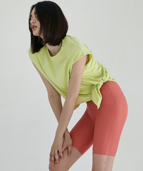 Женский топ для йоги DEVI-B0063-Coral Pink в рубчик для пилатеса