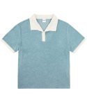블러프(BLUFF) 테리 오픈카라 티셔츠 [GREY BLUE]