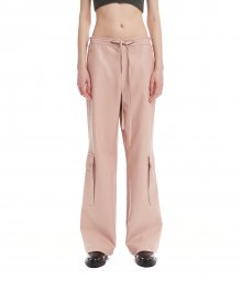 Pink Faux-Leather Cargo Pants