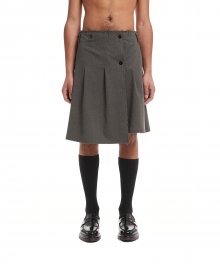 Grey Pleated Wrap Skirt