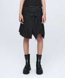 PUCKERING TIE SKIRT BLACK