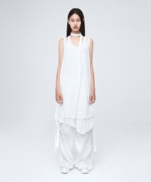 NECK STRAP LAYERED DRESS WHITE