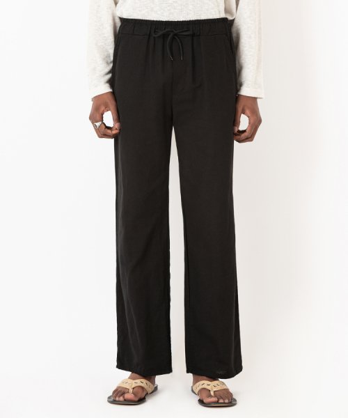 Свободные широкие брюки из льна (BLACK)