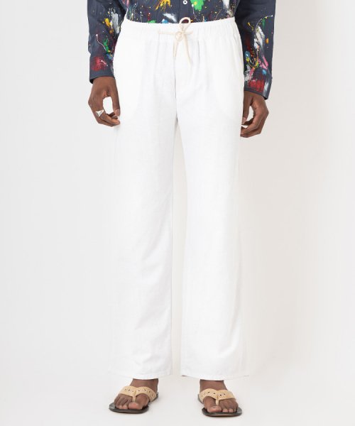 Свободные широкие брюки из льна (WHITE)