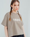 아이얼(IAER) 와이드 크롭 버블 로고 반소매 티셔츠-카키