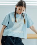 아이얼(IAER) 와이드 크롭 선플라워 반소매 티셔츠-스카이블루