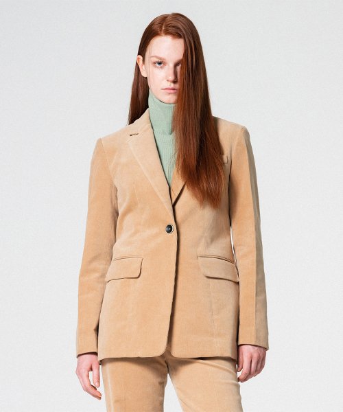 Corduroy single-breasted jacket BEIGE WBCFJK001BE