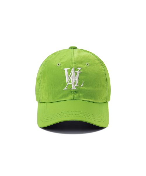 MUSINSA | WOOALONG Signature Nylon Ball Cap (White Logo) - LIME