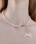 하스(HAS) HE047 FreshWater Pearl & ribbon drop necklace
