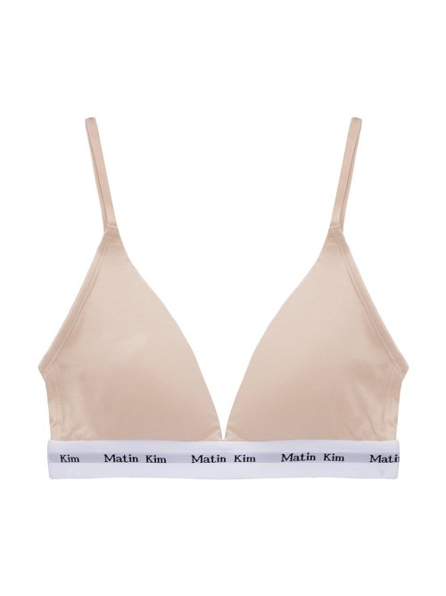 MUSINSA | MATIN KIM LOGO BAND TRIANGLE BRA IN BEIGE