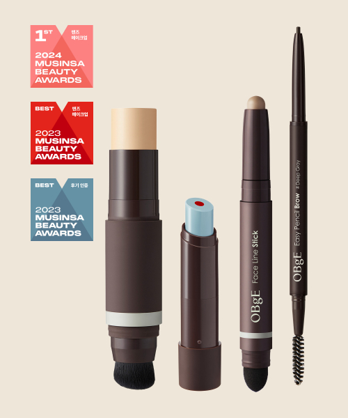 오브제() 남성 라인 메이크업 세트 / 페이스 라인 스틱 + 내추럴 커버 파운데이션 + 이지 펜슬 브로우+ 무드 체인지 립밤 상품 이미지