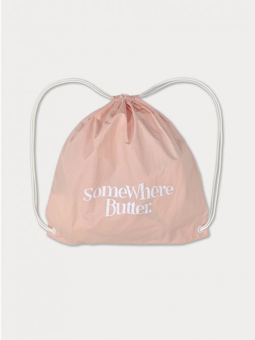 썸웨어버터(SOMEWHEREBUTTER) wave nylon string bag - peach