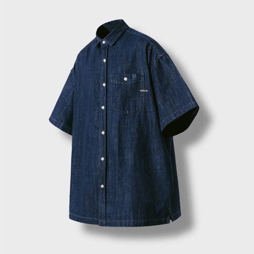 MUSINSA | ANGLAN Rough Slub Denim Half Shirt